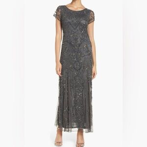 NWT Pisarro Nights Beaded Embellished Mesh Gown In Size 10